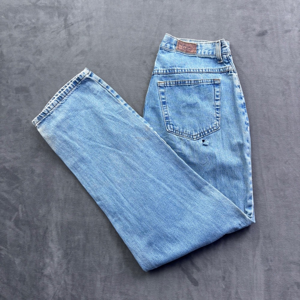 Vintage LL Bean High Waisted Mom Jeans Light Wash Straight Leg Denim 12R (30x30)